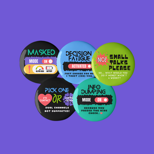 See Us Clearly – Neurodivergent Affirmation Pin Set (5 pcs)
