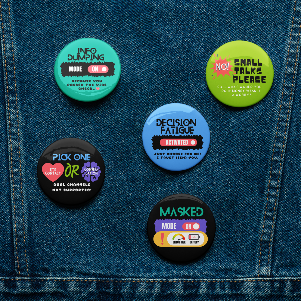 See Us Clearly – Neurodivergent Affirmation Pin Set (5 pcs)